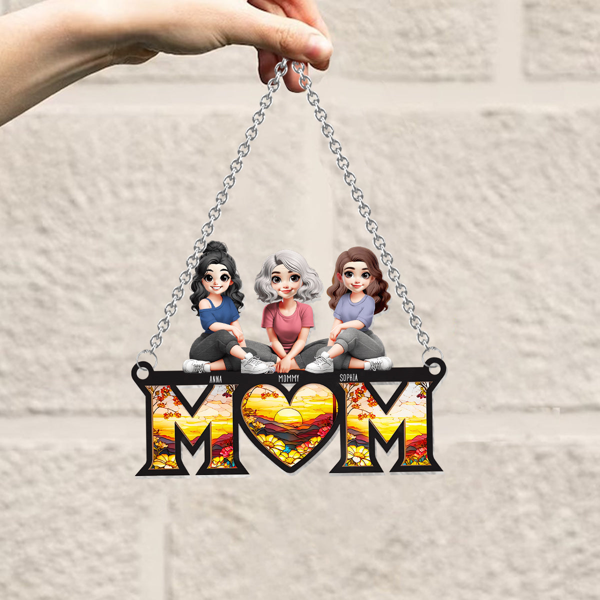 I Love You, Mom - Personalized Mother Window Hanging Suncatcher Ornament