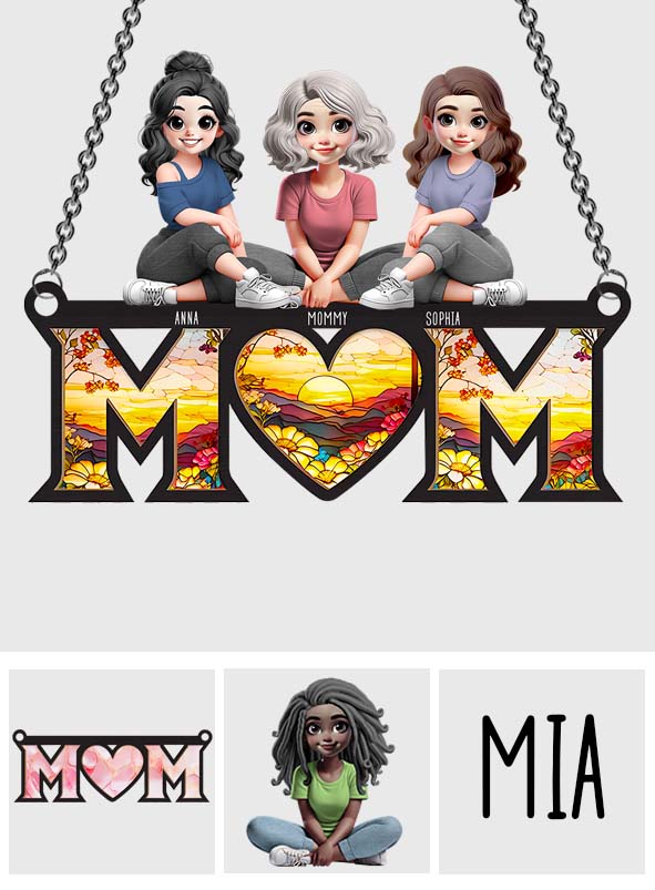 I Love You, Mom - Personalized Mother Window Hanging Suncatcher Ornament
