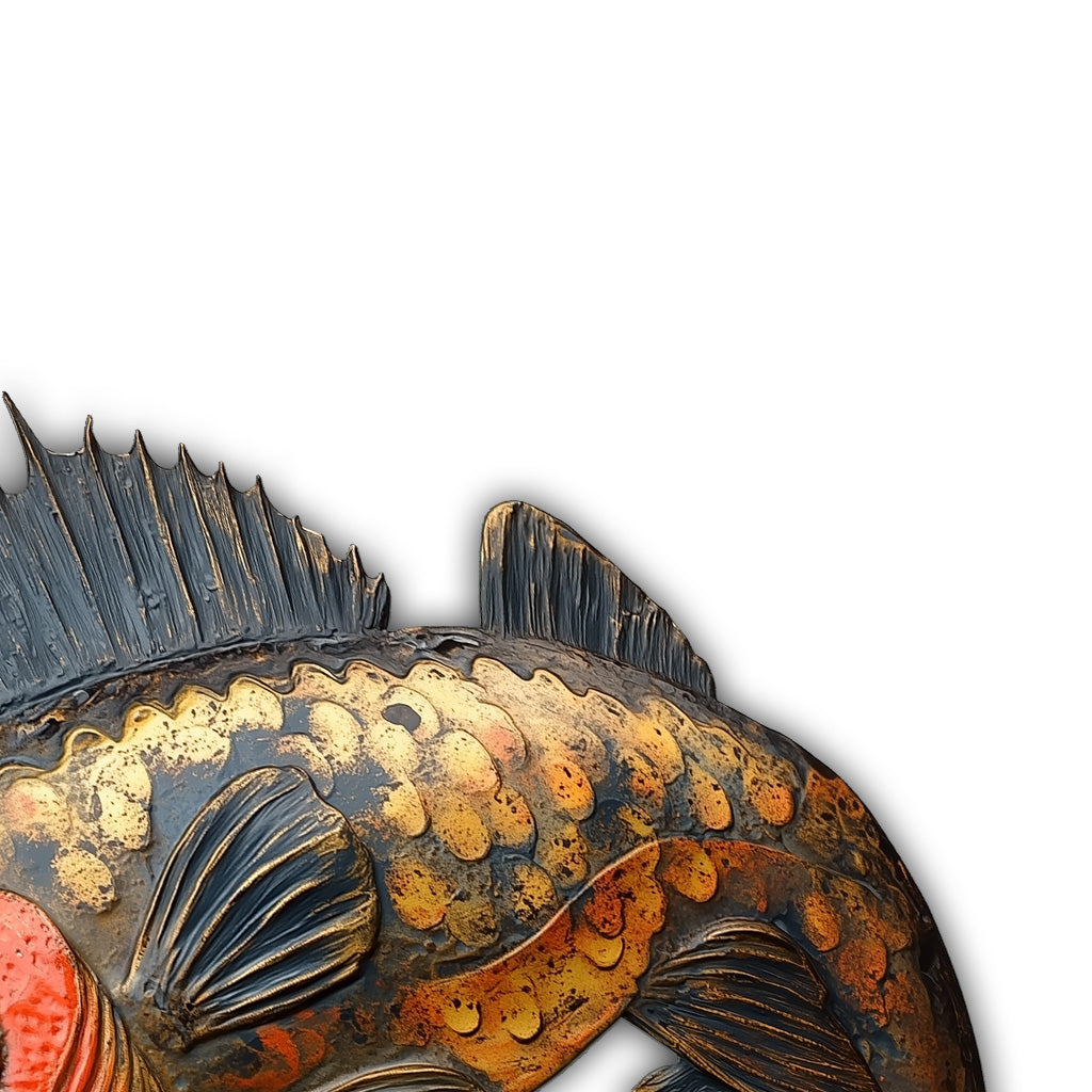 Panneau en métal rustique vintage à motif de poisson - Personnalisable - Panneau en métal découpé à la main
