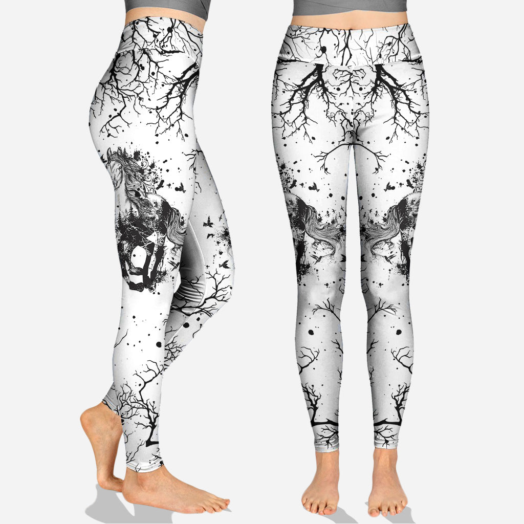 Magnifique cheval noir et blanc - Sweat à capuche et leggings personnalisés avec motif cheval