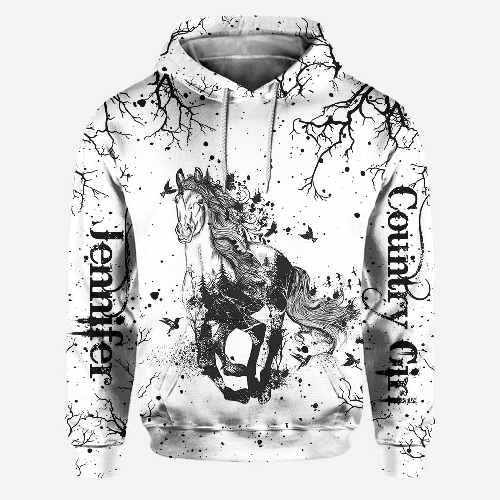 Magnifique cheval noir et blanc - Sweat à capuche et leggings personnalisés avec motif cheval