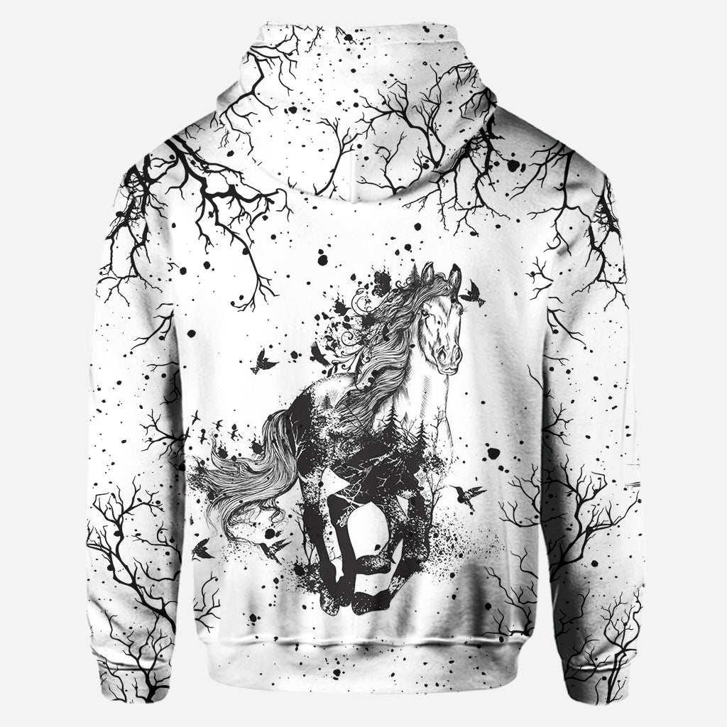 Magnifique cheval noir et blanc - Sweat à capuche et leggings personnalisés avec motif cheval