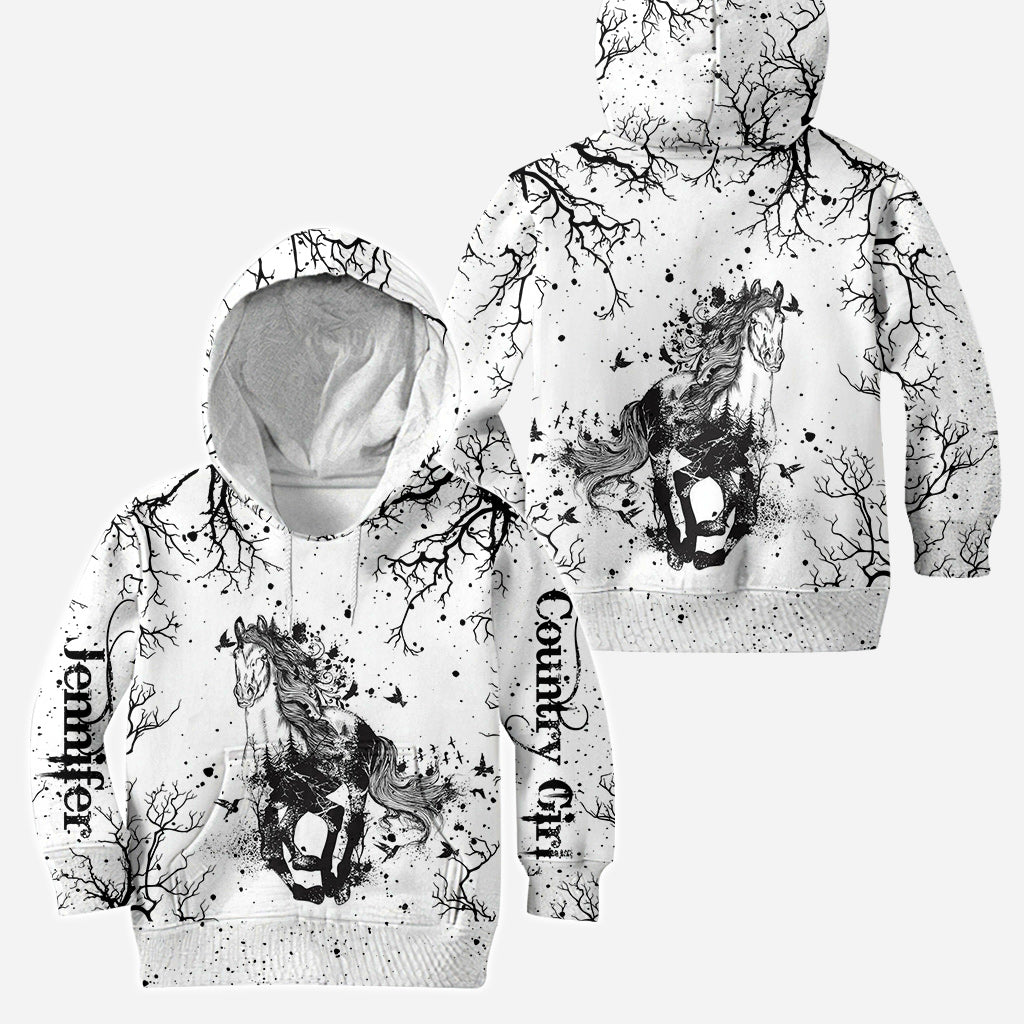 Magnifique cheval noir et blanc - Sweat à capuche et leggings personnalisés avec motif cheval