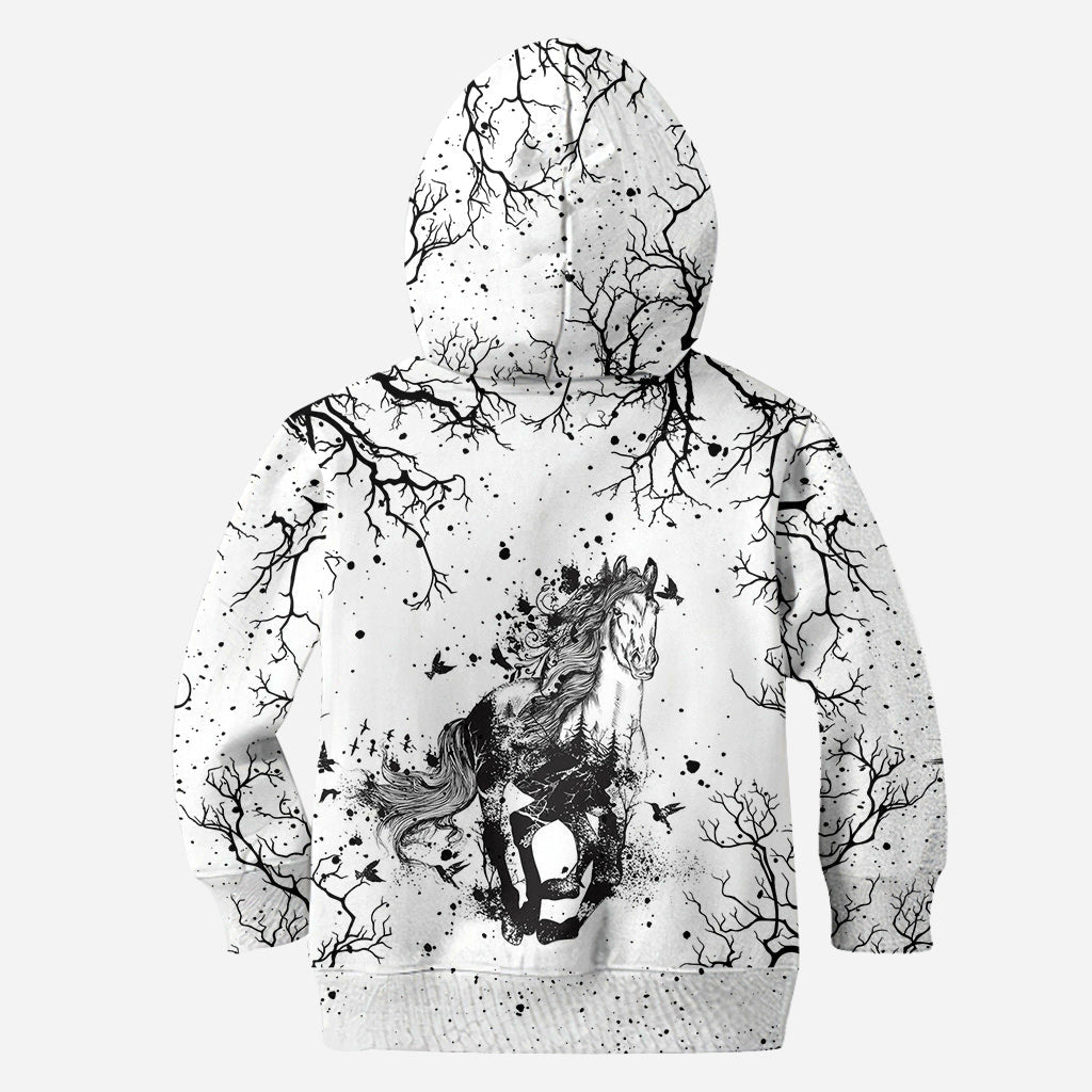 Magnifique cheval noir et blanc - Sweat à capuche et leggings personnalisés avec motif cheval