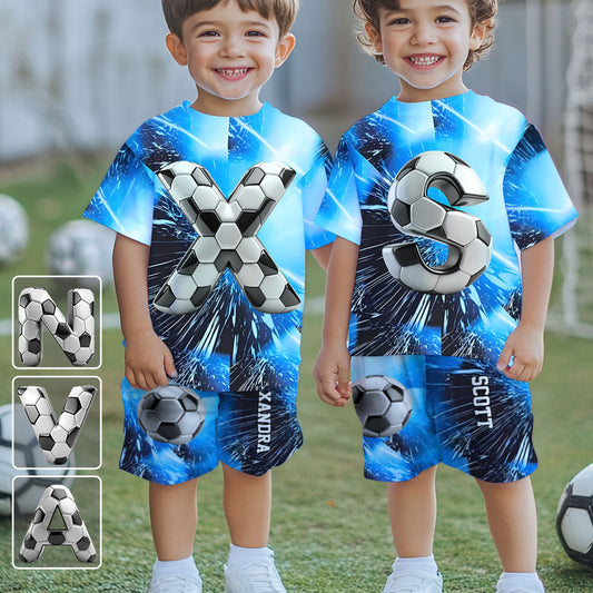 Alphabet du foot stylé - T-shirt et short de foot personnalisés pour enfant