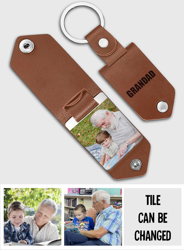 Meilleur grand-père du monde - Cadeau pour grand-père - Porte-clés photo personnalisé en cuir