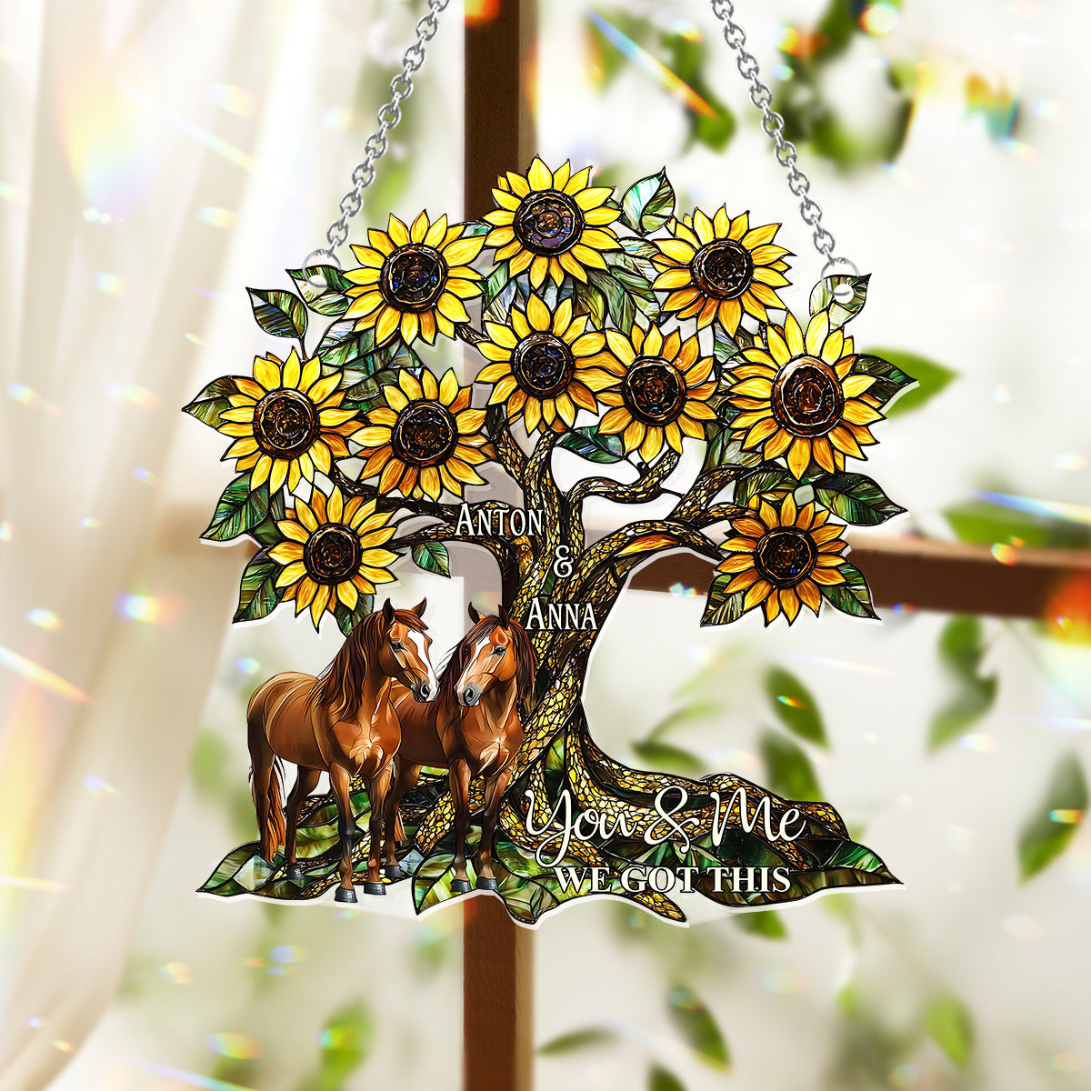 You & Me - Personalized Horse Window Hanging Suncatcher Ornament