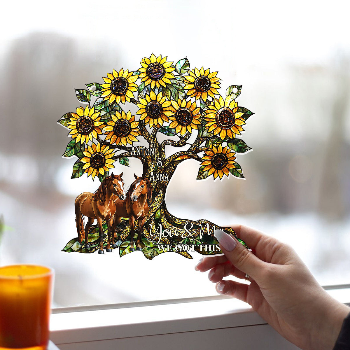 You & Me - Personalized Horse Window Hanging Suncatcher Ornament
