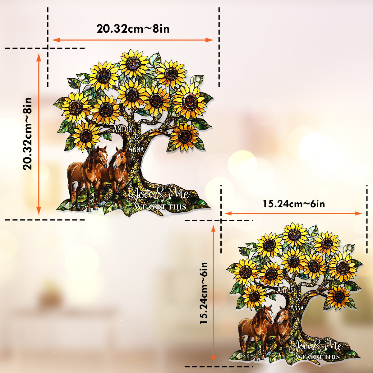 You & Me - Personalized Horse Window Hanging Suncatcher Ornament