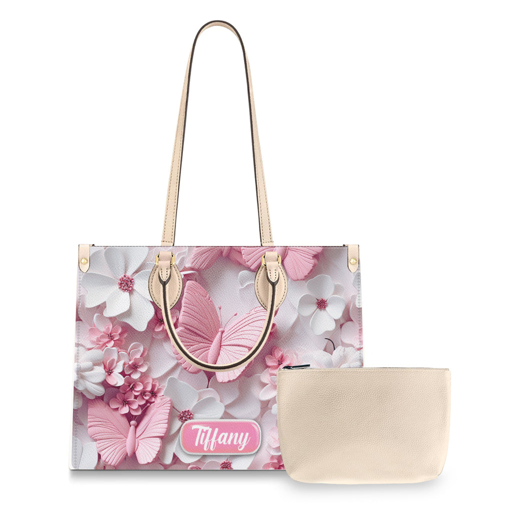 Magnifiques Papillons - Sac à main en cuir personnalisé avec papillons