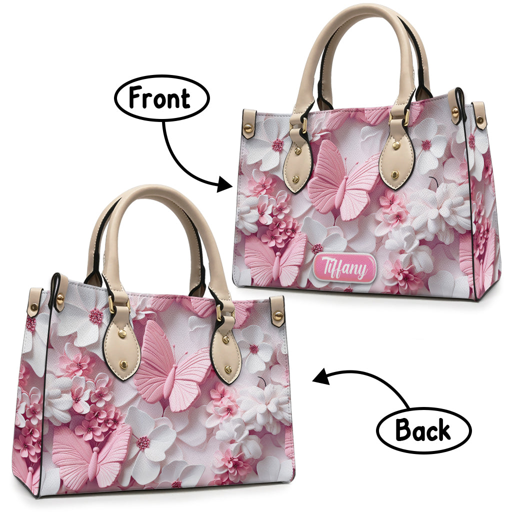 Magnifiques Papillons - Sac à main en cuir personnalisé avec papillons
