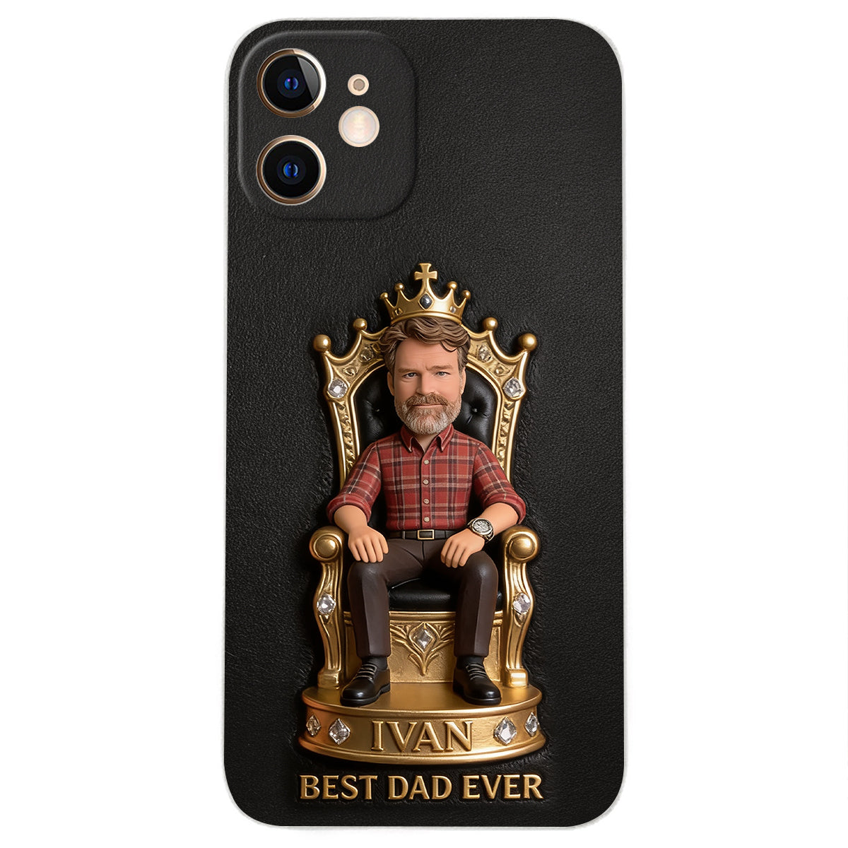 Le Roi Papa - Coque de téléphone en cuir personnalisée 3D