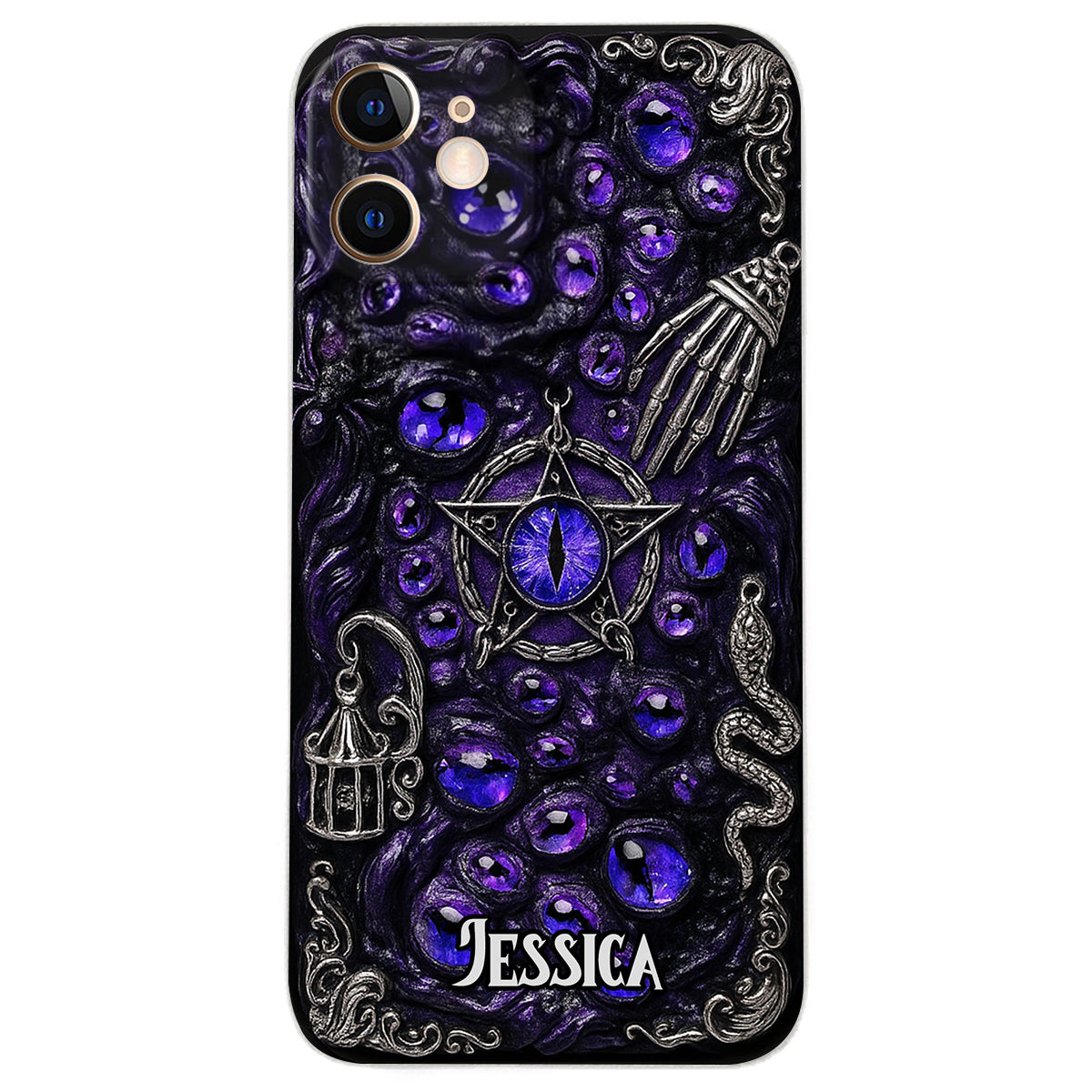 Étui de téléphone en cuir personnalisé, style sorcière, pentacle gothique - Coque de téléphone personnalisée inspirée des sorcières