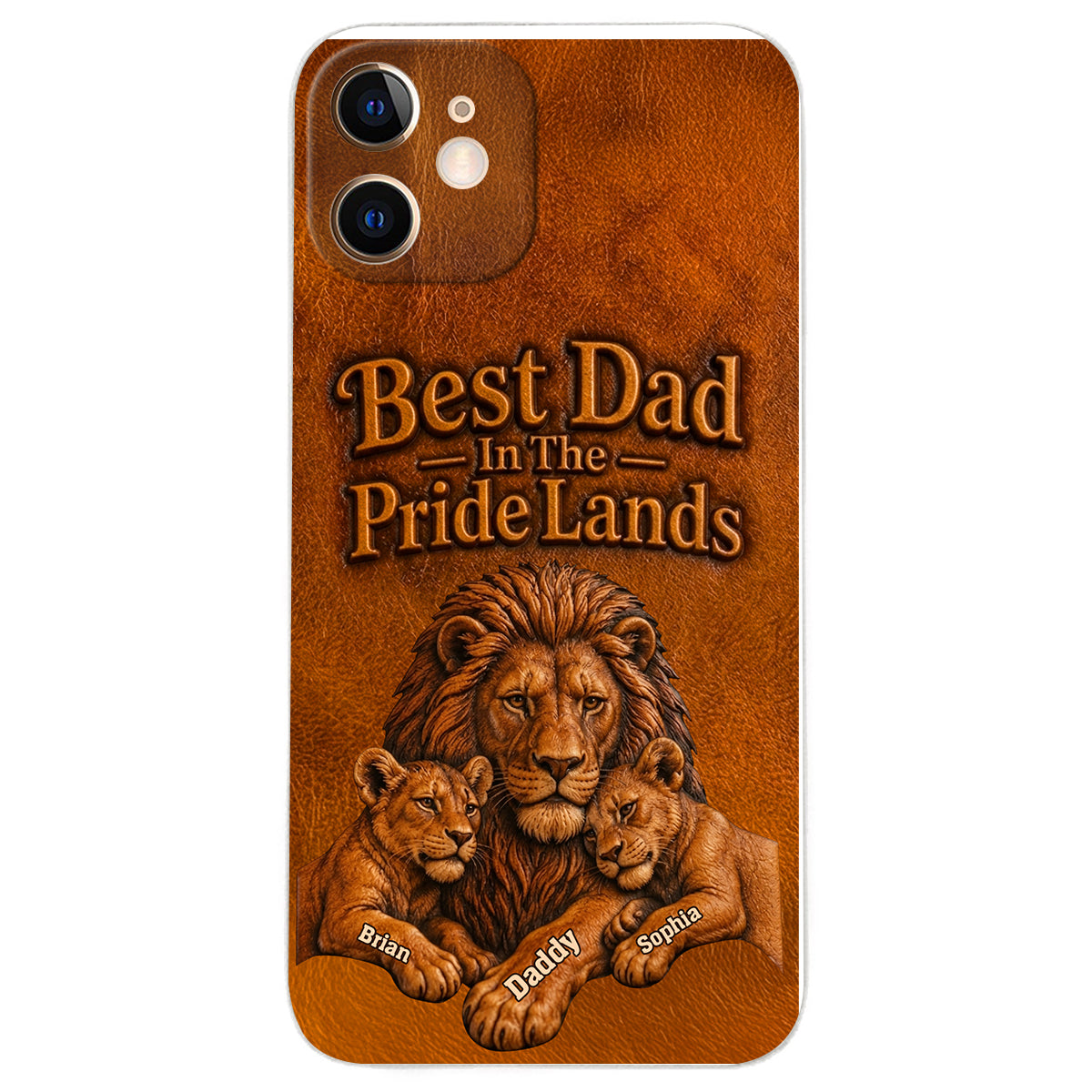 Papa Lion - Coque de téléphone en cuir personnalisée 3D