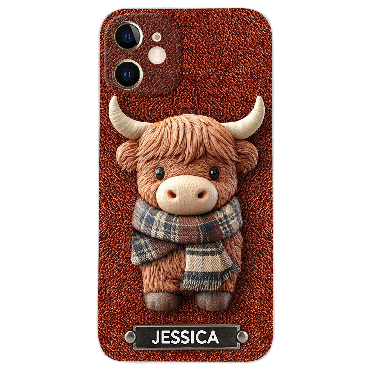 Adorable vache des Highlands - Étui de téléphone en cuir personnalisé avec une vache des Highlands