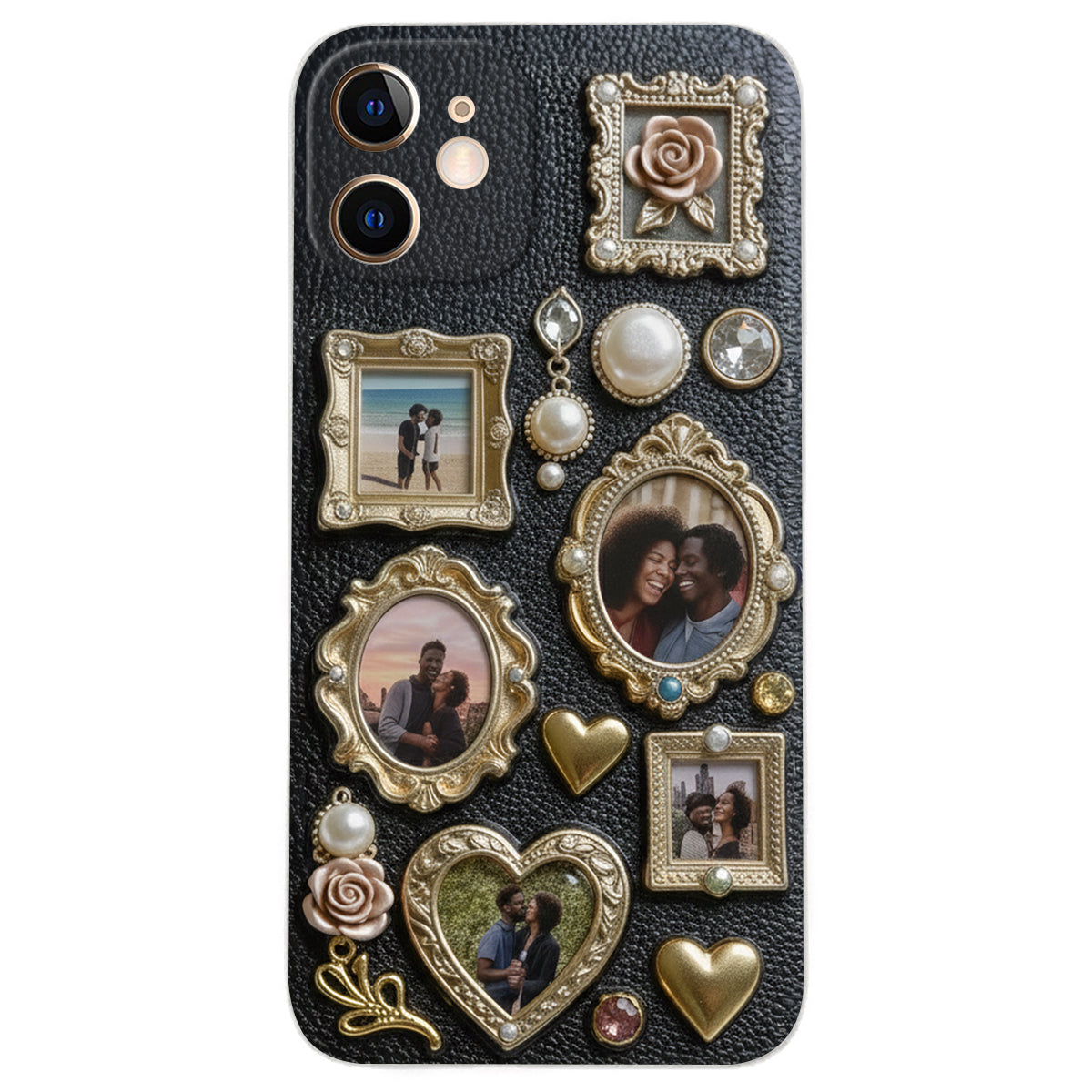 Couple Photo Frame Unique Gift - Personalized Couple Leather Phone Case
