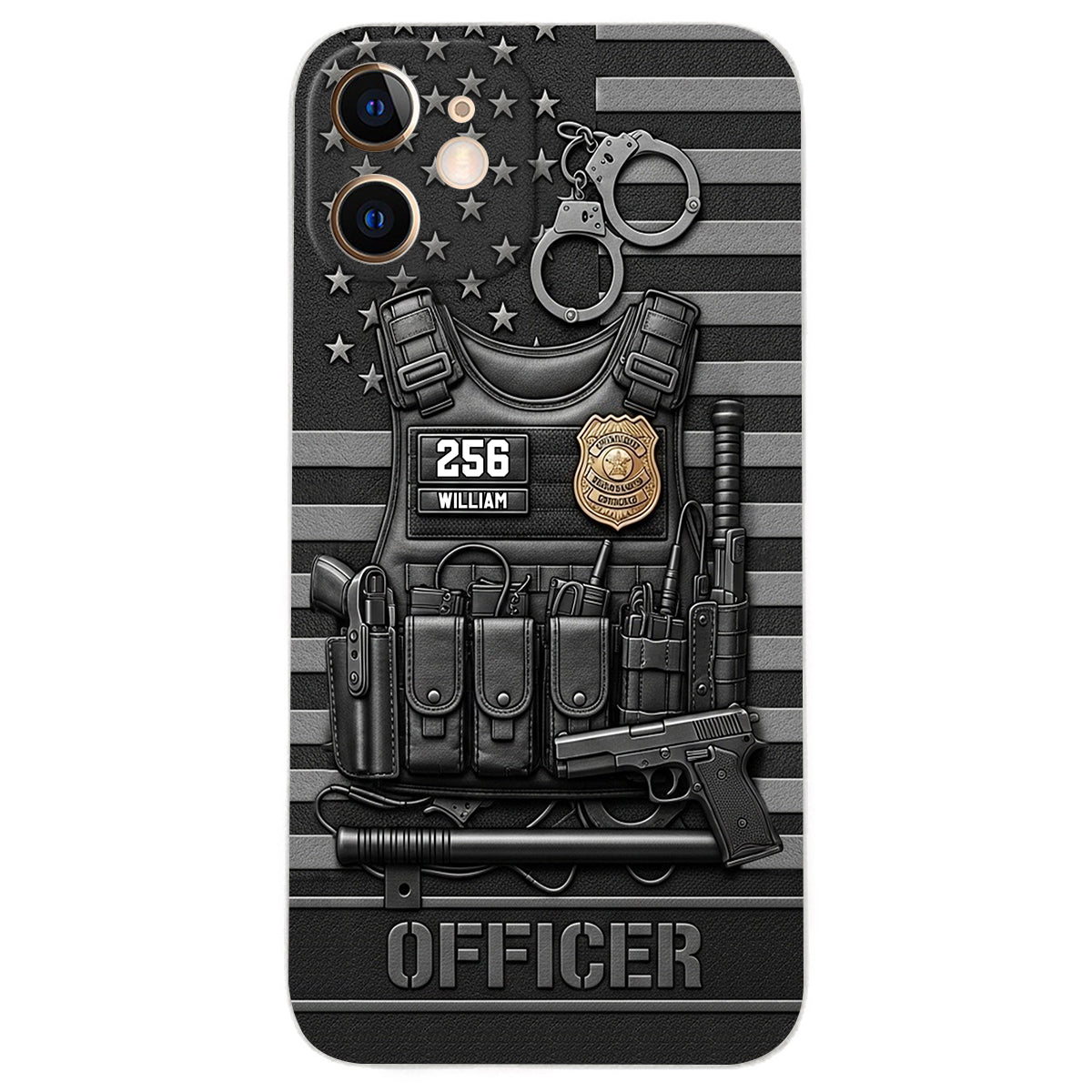 Servir et protéger - Étui de téléphone en cuir personnalisé pour policier