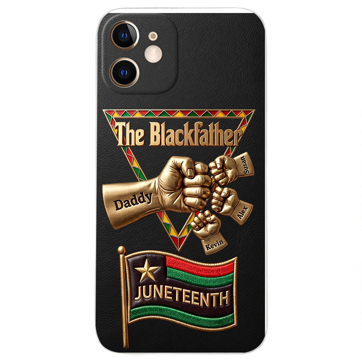 Le Blackfather - Coque de téléphone en cuir embossé 3D personnalisée