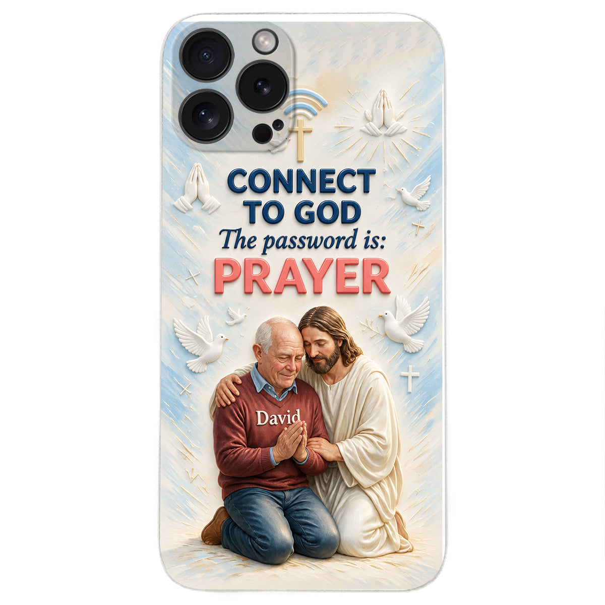 Connect To God - Personalized Christian 3D Embossed Leather Phone Case