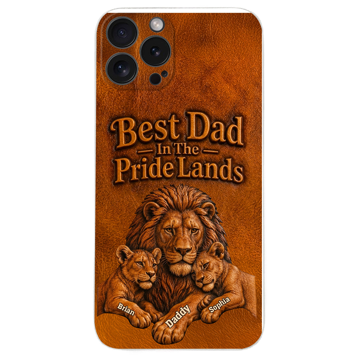 Papa Lion - Coque de téléphone en cuir personnalisée 3D