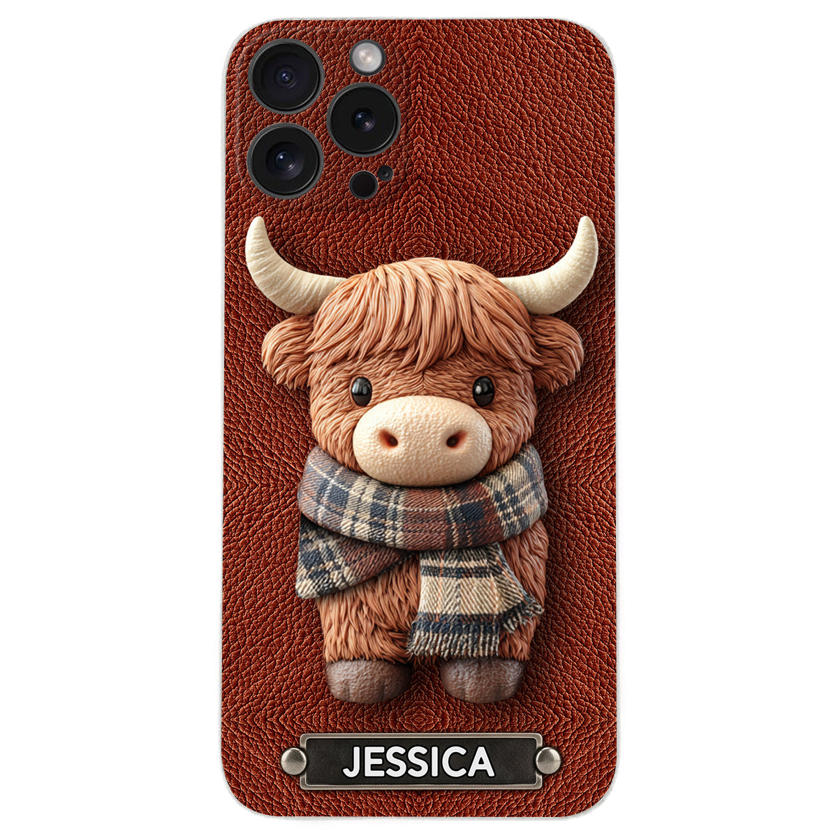 Adorable vache des Highlands - Étui de téléphone en cuir personnalisé avec une vache des Highlands