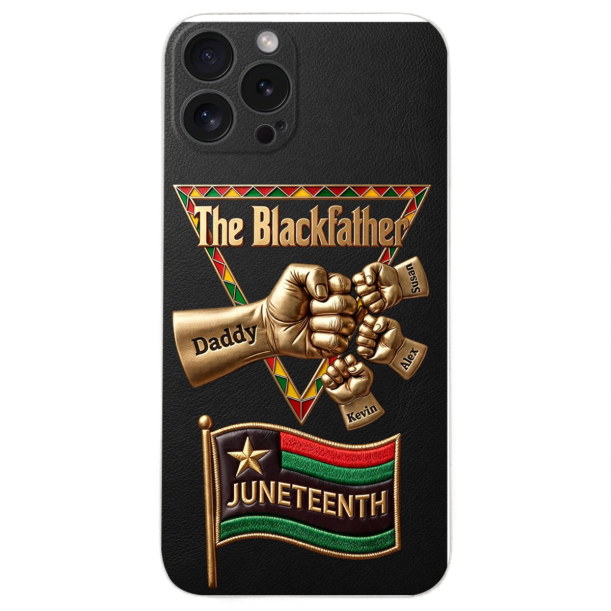 Le Blackfather - Coque de téléphone en cuir embossé 3D personnalisée