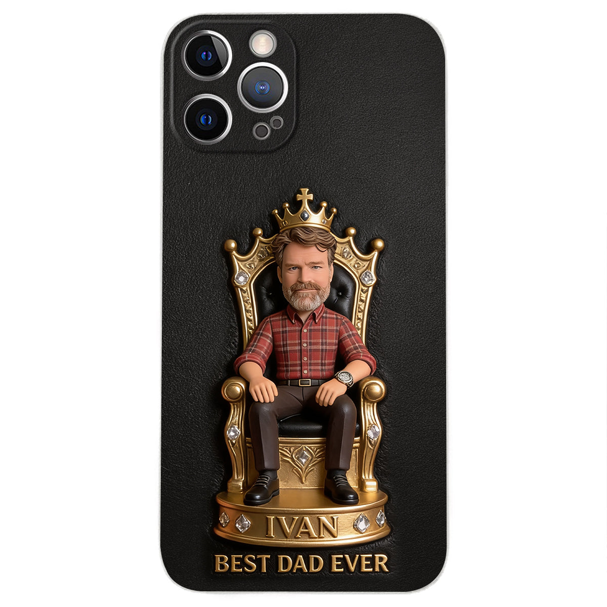 Le Roi Papa - Coque de téléphone en cuir personnalisée 3D