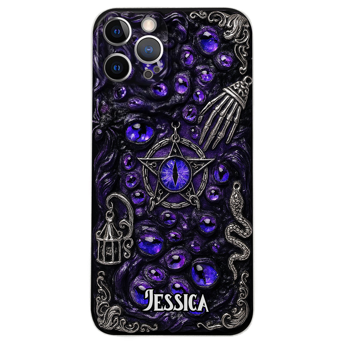 Étui de téléphone en cuir personnalisé, style sorcière, pentacle gothique - Coque de téléphone personnalisée inspirée des sorcières