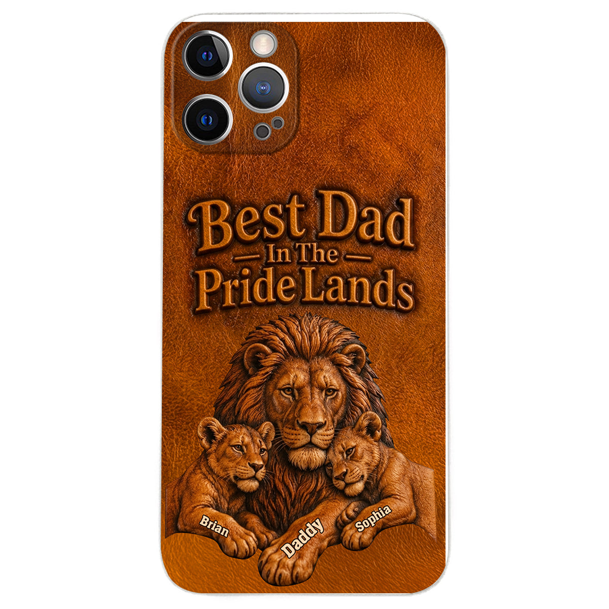 Papa Lion - Coque de téléphone en cuir personnalisée 3D