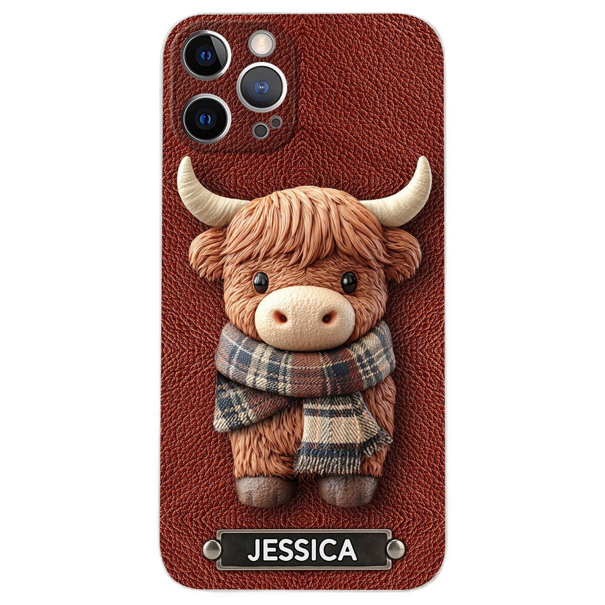 Adorable vache des Highlands - Étui de téléphone en cuir personnalisé avec une vache des Highlands