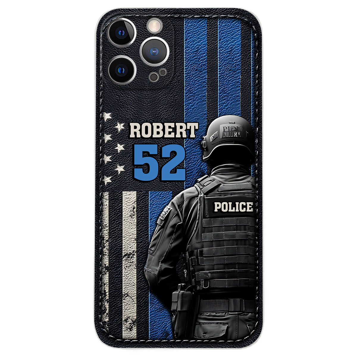 Vie de policier - Étui de téléphone en cuir personnalisé pour policier