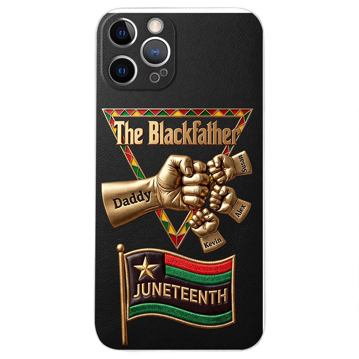 Le Blackfather - Coque de téléphone en cuir embossé 3D personnalisée