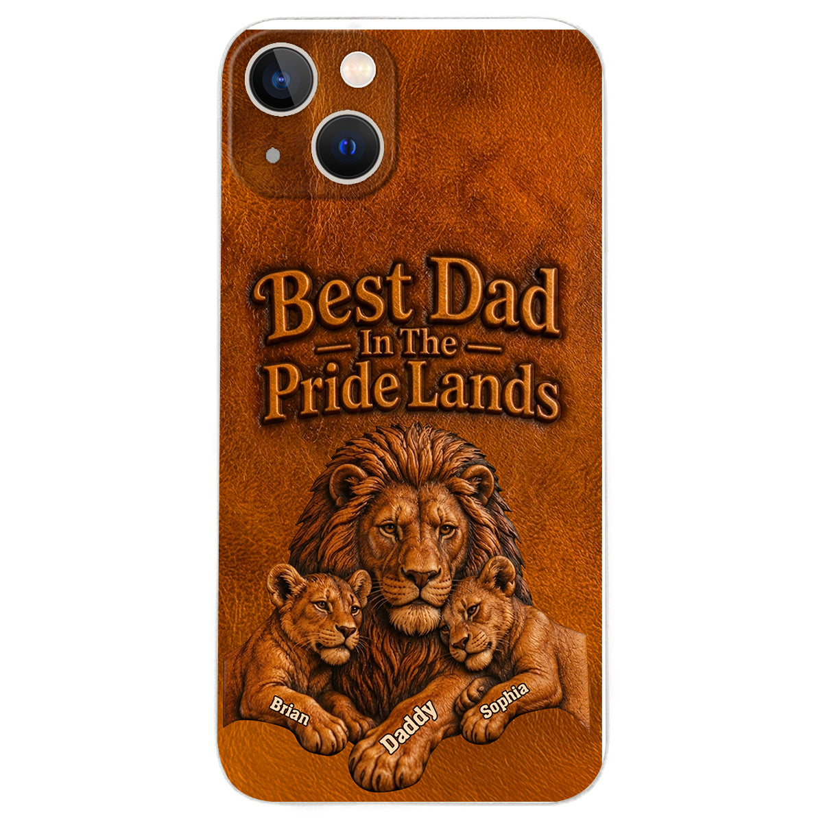 Papa Lion - Coque de téléphone en cuir personnalisée 3D