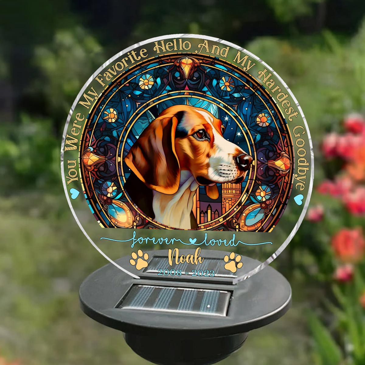 Tu étais mon préféré Bonjour - Lampe solaire de jardin personnalisée pour chien