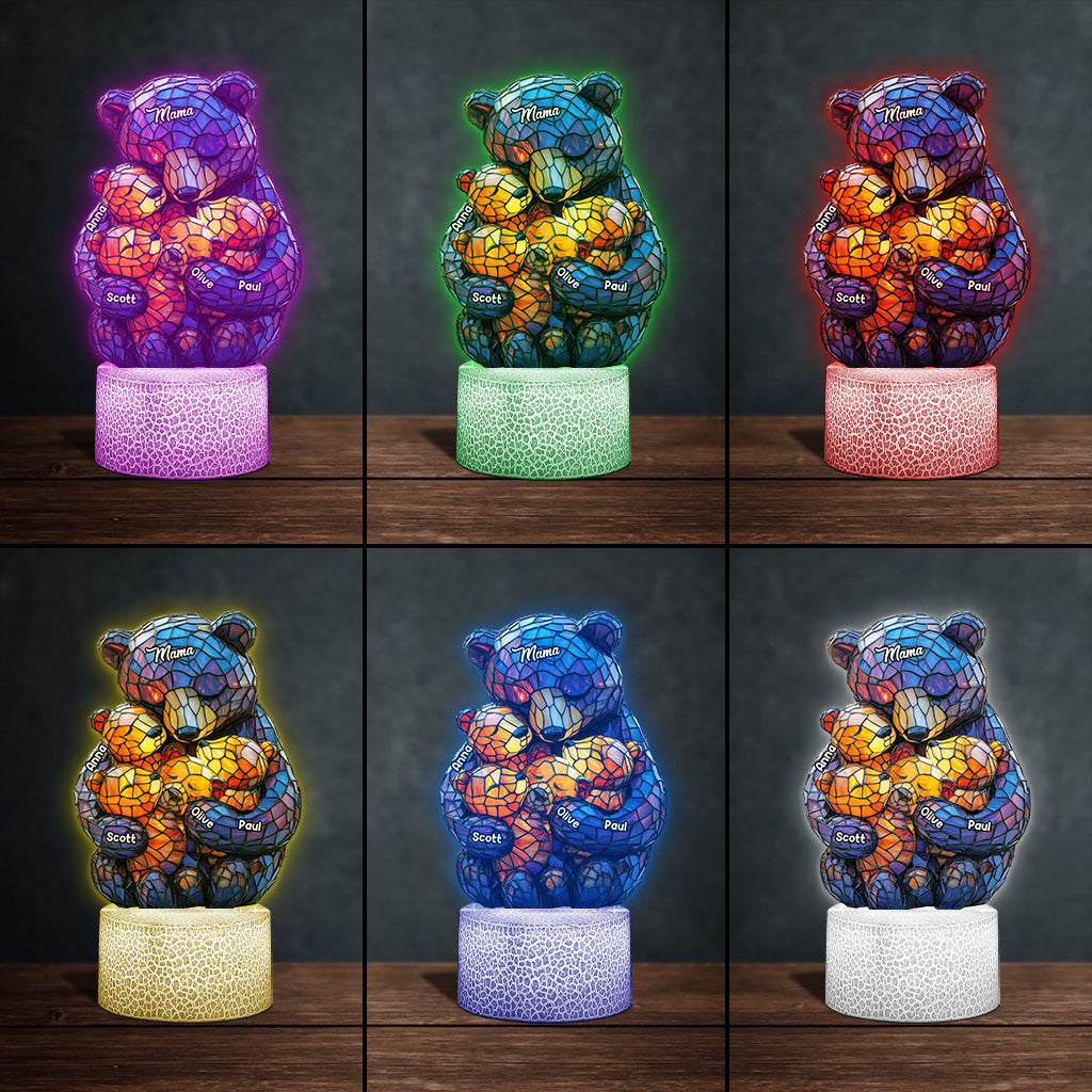 Plaque lumineuse personnalisée en forme de maman ours - Socle lumineux « Maman Ours »