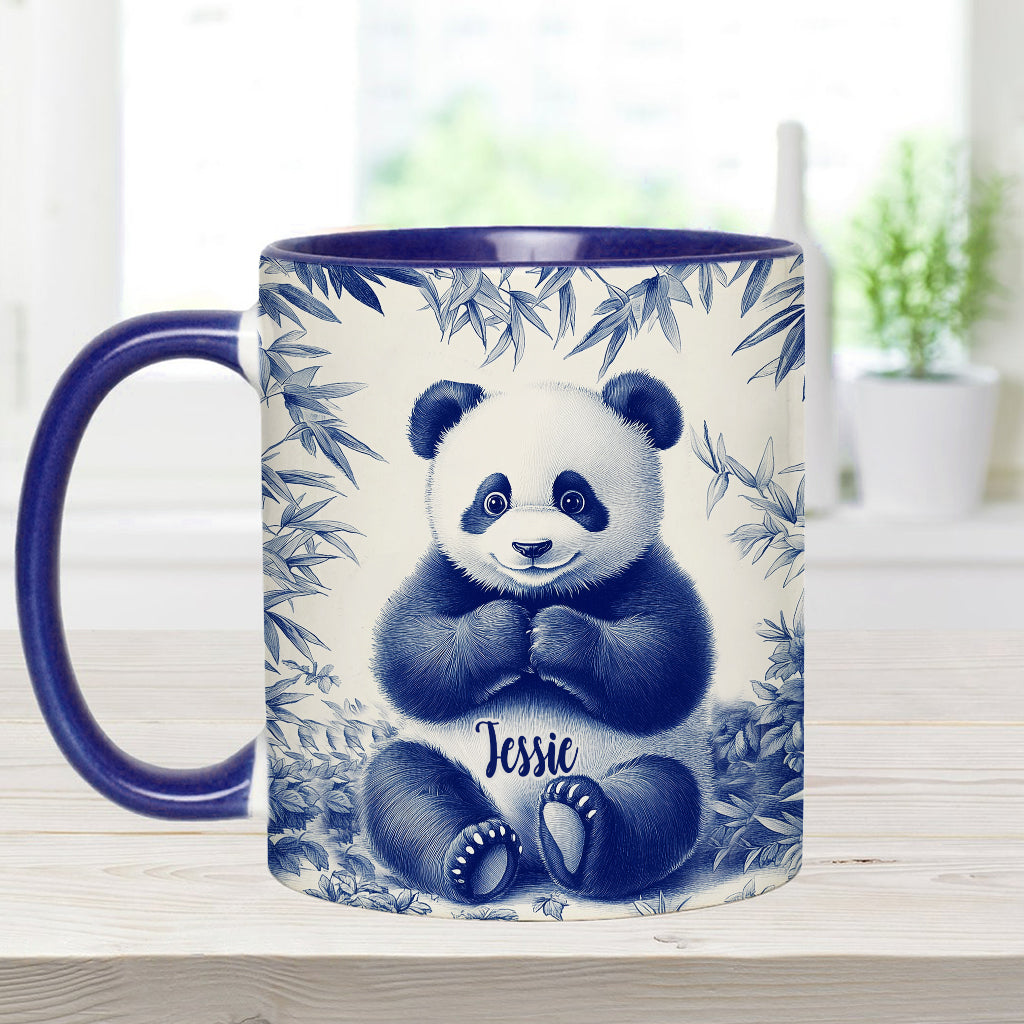 Cute Toile de Jouy Baby Panda - Personalized Accent Mug