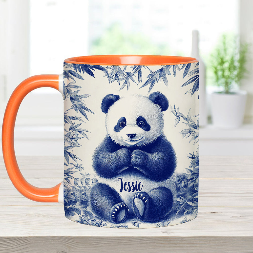 Cute Toile de Jouy Baby Panda - Personalized Accent Mug