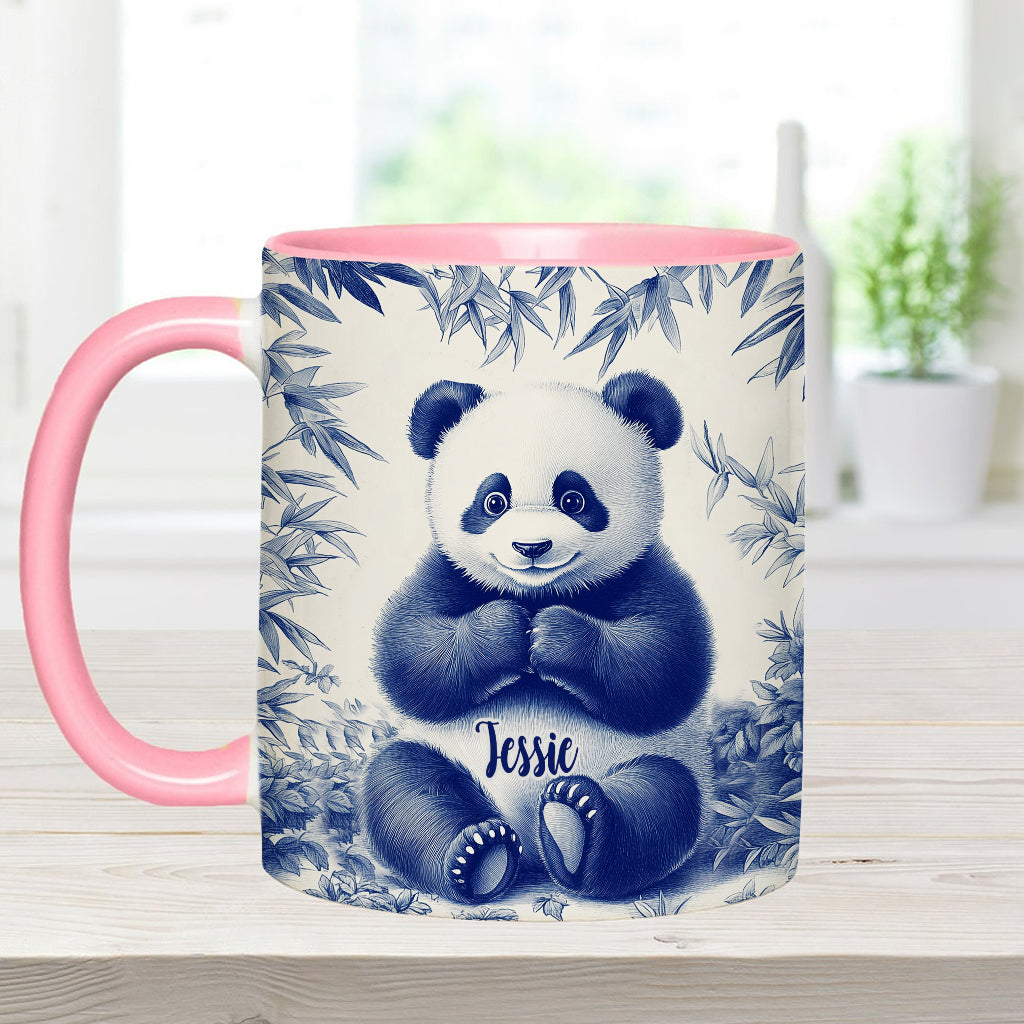Cute Toile de Jouy Baby Panda - Personalized Accent Mug