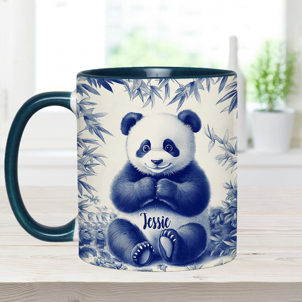 Cute Toile de Jouy Baby Panda - Personalized Accent Mug