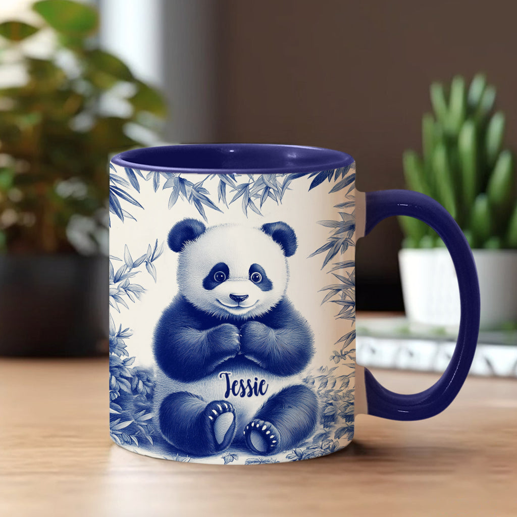 Cute Toile de Jouy Baby Panda - Personalized Accent Mug