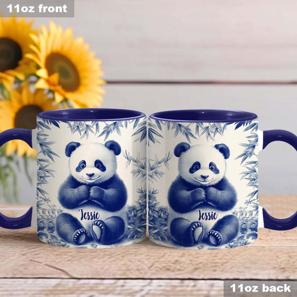 Cute Toile de Jouy Baby Panda - Personalized Accent Mug