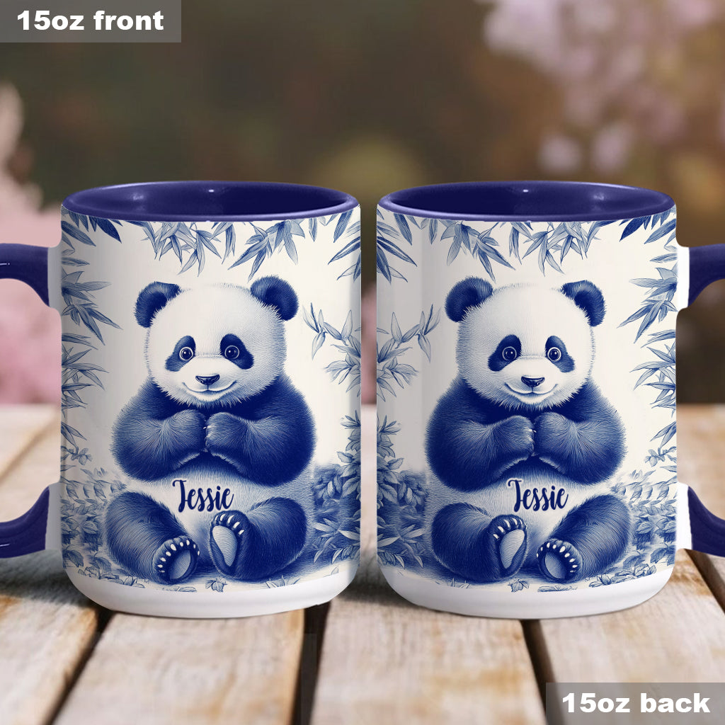 Cute Toile de Jouy Baby Panda - Personalized Accent Mug