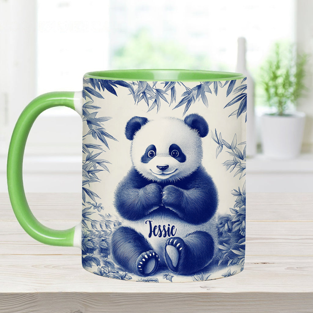 Cute Toile de Jouy Baby Panda - Personalized Accent Mug