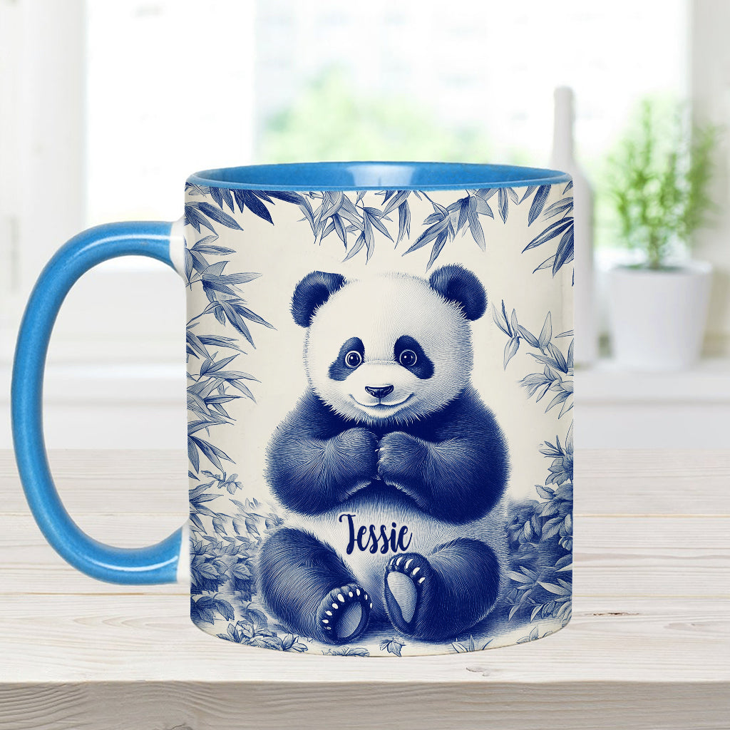 Cute Toile de Jouy Baby Panda - Personalized Accent Mug