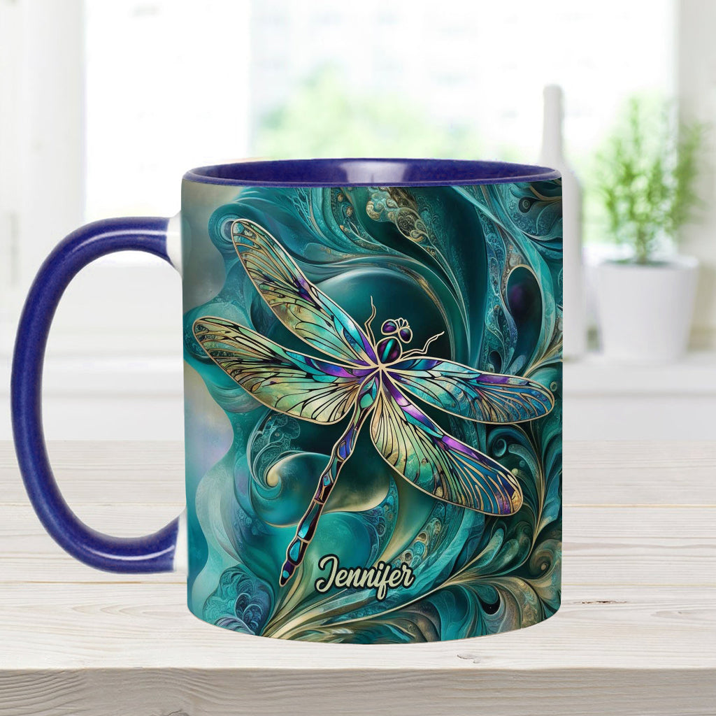 Beautiful Dragonfly - Personalized Dragonfly Accent Mug