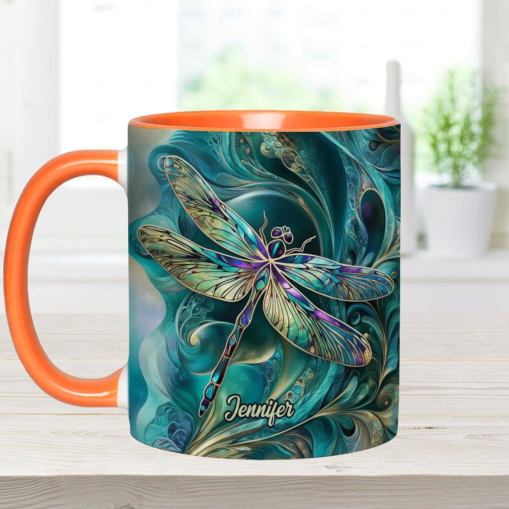 Beautiful Dragonfly - Personalized Dragonfly Accent Mug