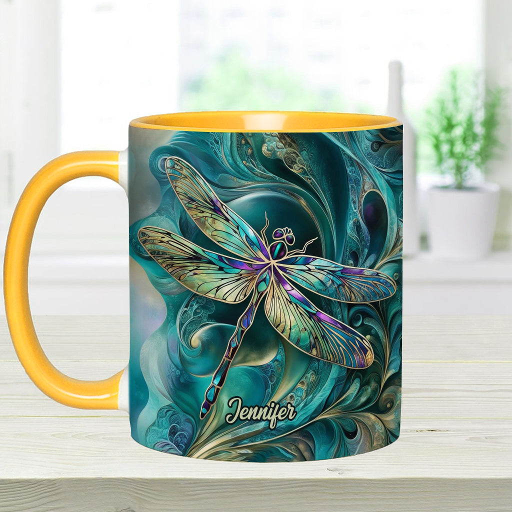 Beautiful Dragonfly - Personalized Dragonfly Accent Mug