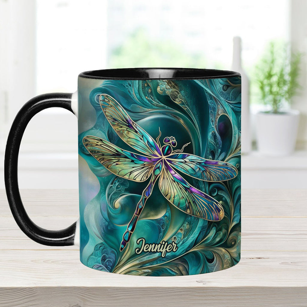 Beautiful Dragonfly - Personalized Dragonfly Accent Mug
