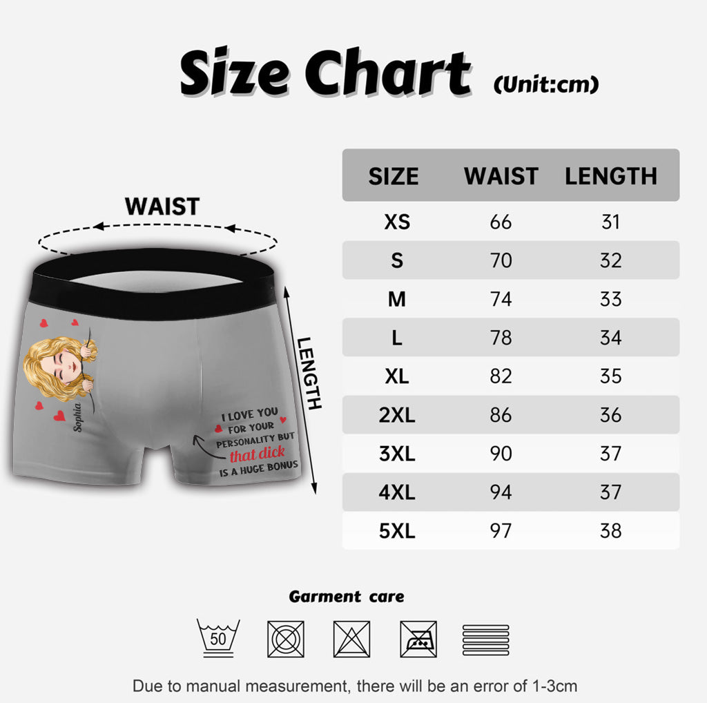 Je t'aime pour ta personnalité - Boxers personnalisés pour couples (hommes)