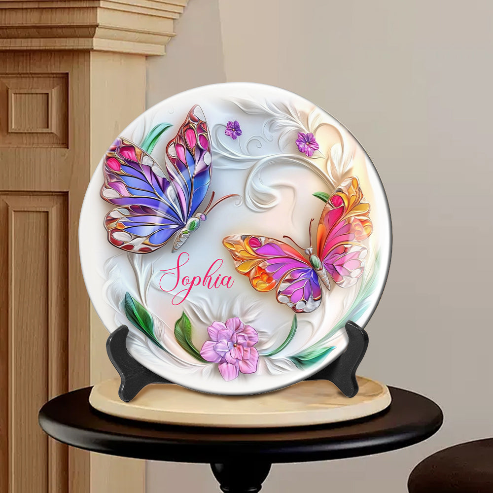 Stunning Butterfly - Personalized Butterfly Ceramic Round Plate